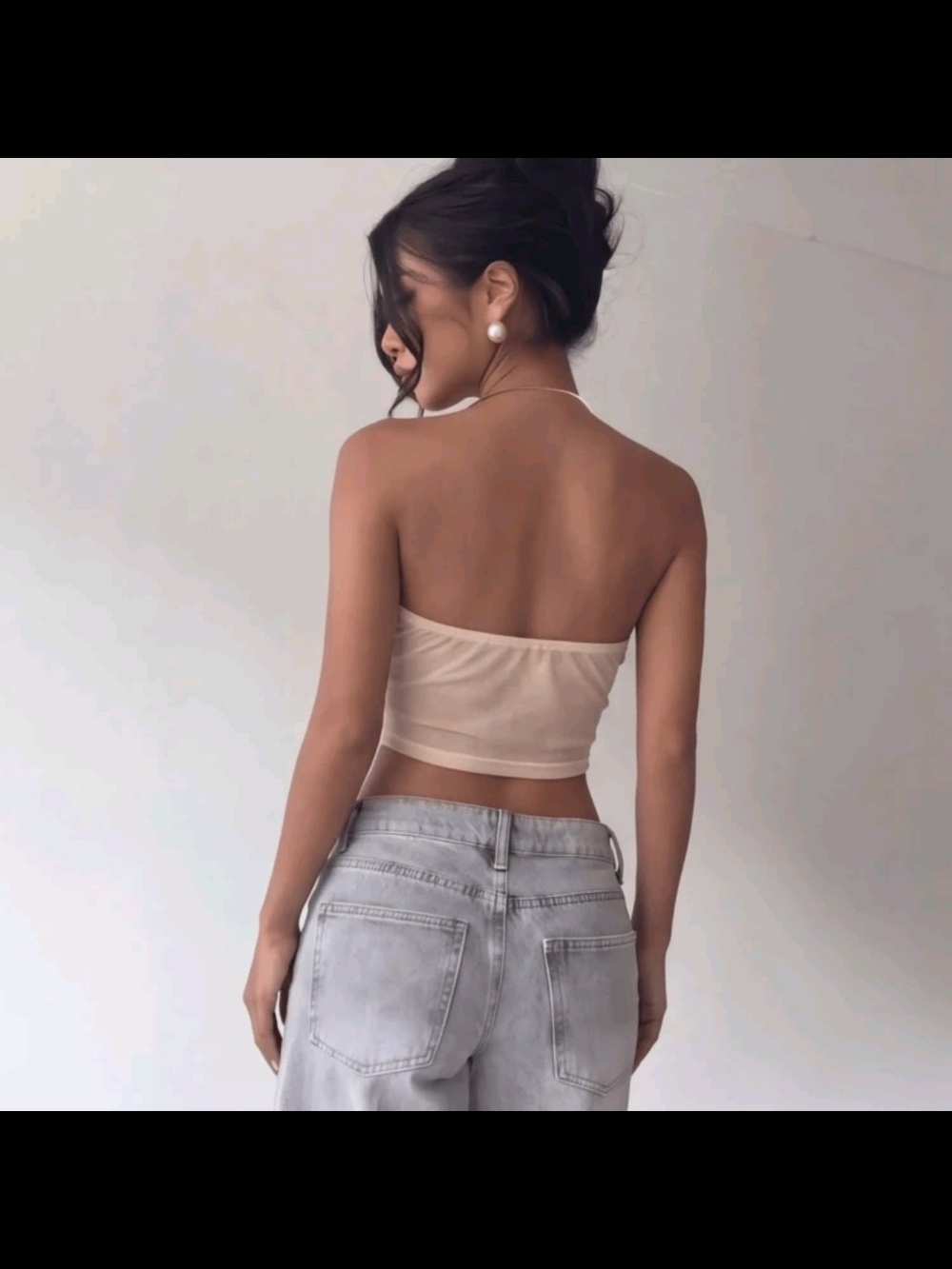 RuiSuS Metal Tassel Halter Backless Deep V Neck Solid Knit Top - Picture 2 of 4